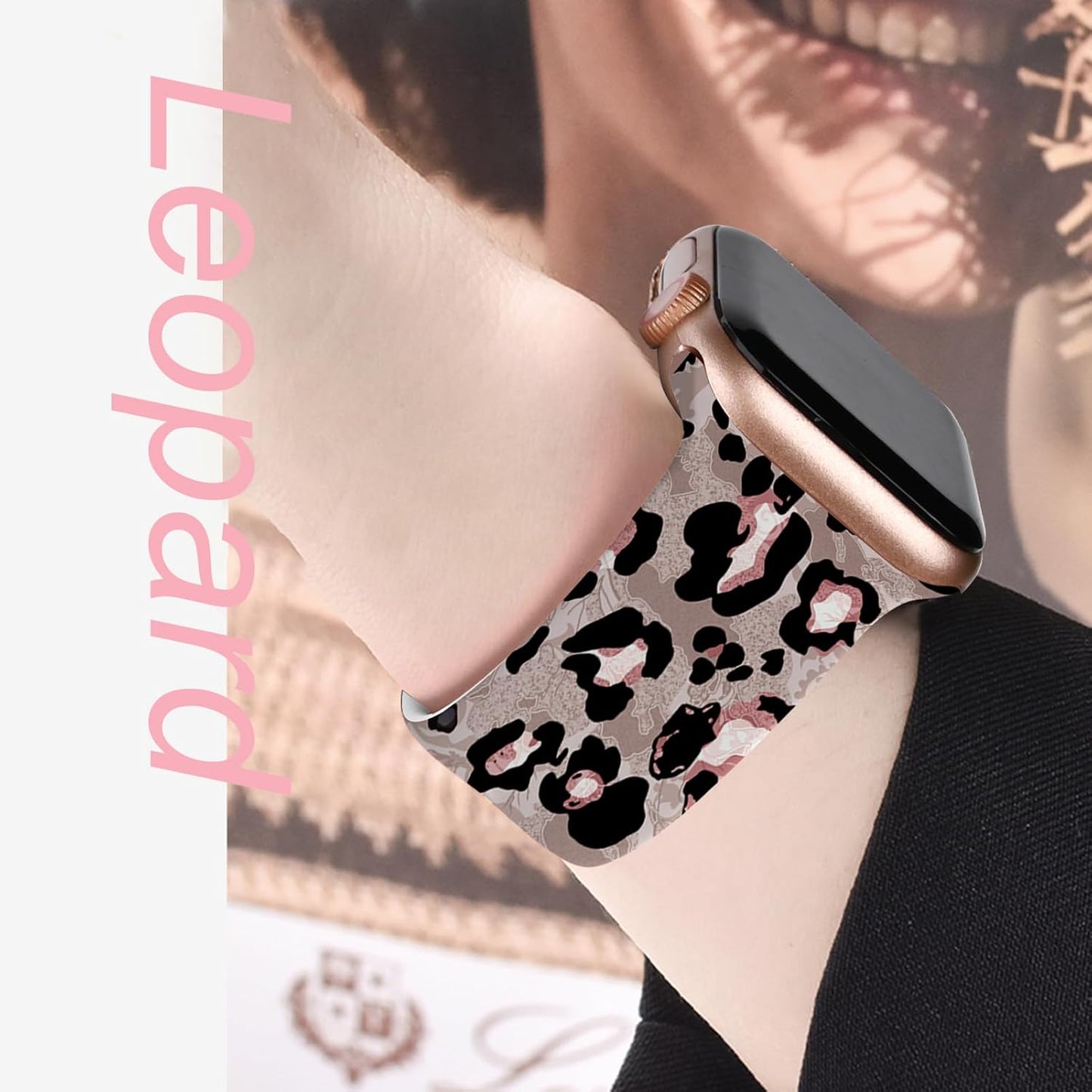 Leopard Print Compatible with Apple Watch Band for Women Girls 38Mm 40Mm 41Mm, Cheetah Print Sport Strap for Iwatch Series Ultra SE 8 7 6 5 4 3 2 1, Brown Leopard