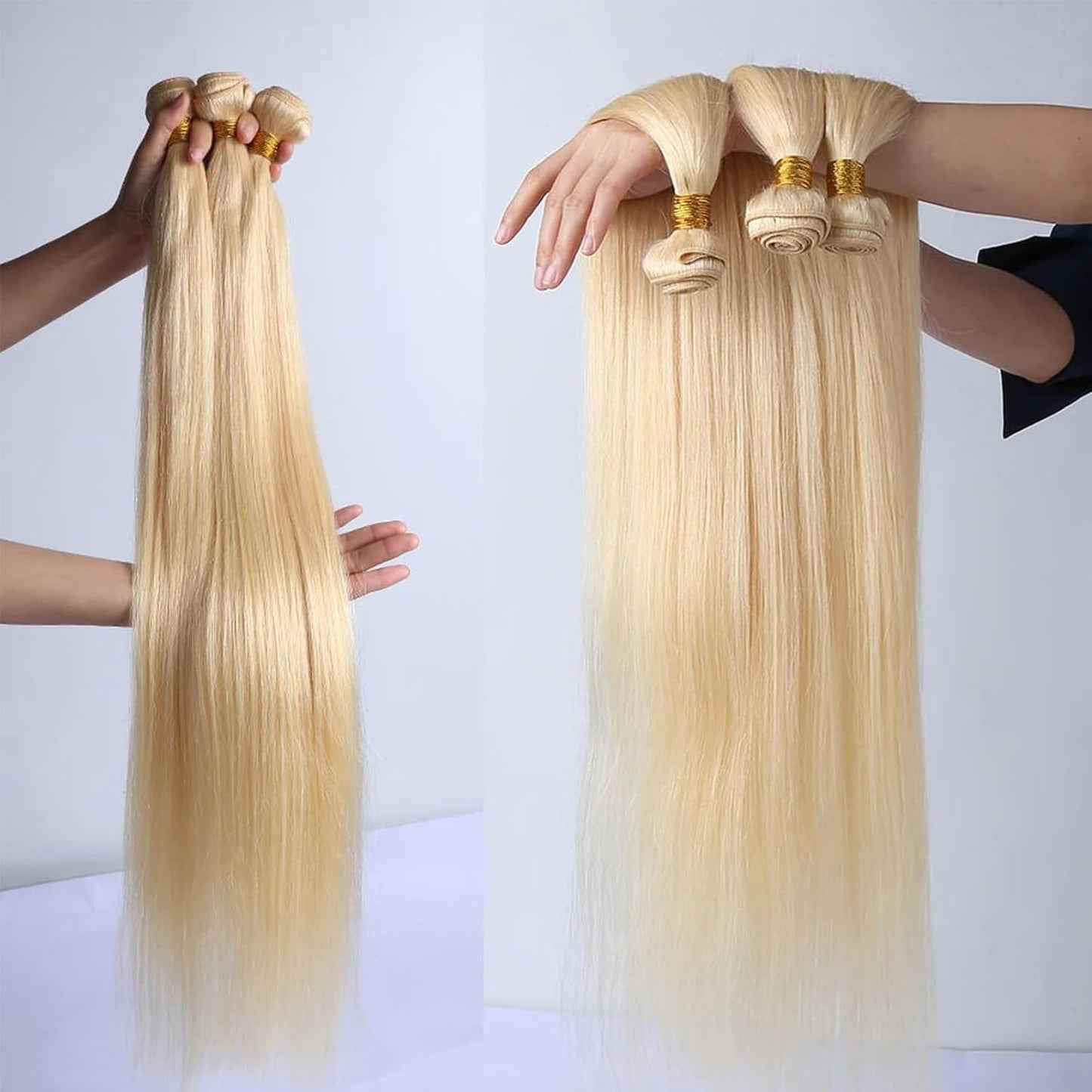 613 Blonde Bundles Human Hair 613 Straight Human Hair Bundles 12A Grade 100% Unprocessed Brazilian Virgin Human Hair 1 Bundle Blonde Hair Weave Bundles 3.5Oz/Bundle 18 Inch