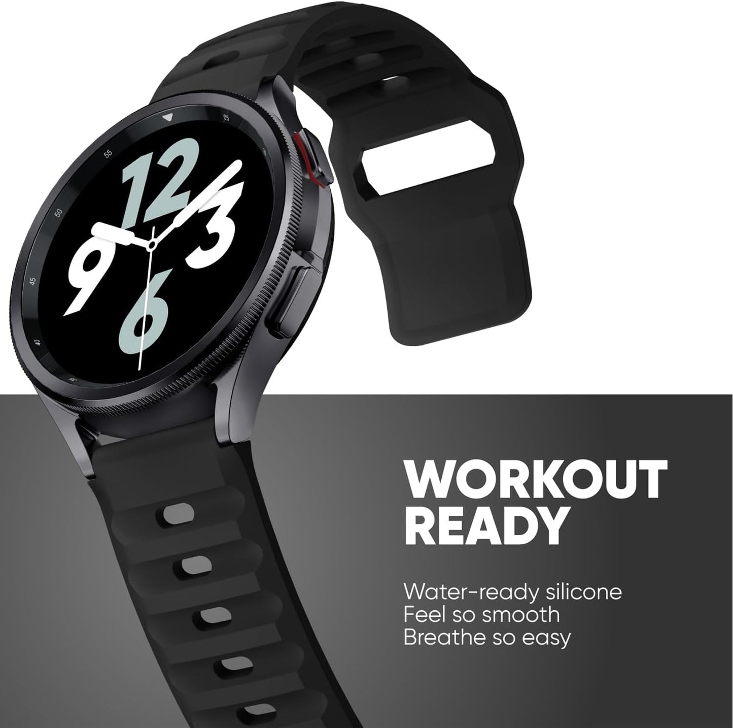 Rugged Band Compatible for Samsung Galaxy Watch 6 Classic 43Mm 47Mm, Galaxy Watch 7 FE 6 5 4 40Mm 44Mm, Galaxy Watch 5 Pro, Galaxy Watch 4 Classic, 20Mm Soft and Waterproof Silicone Sport Watch Strap for Samsung Smartwatch