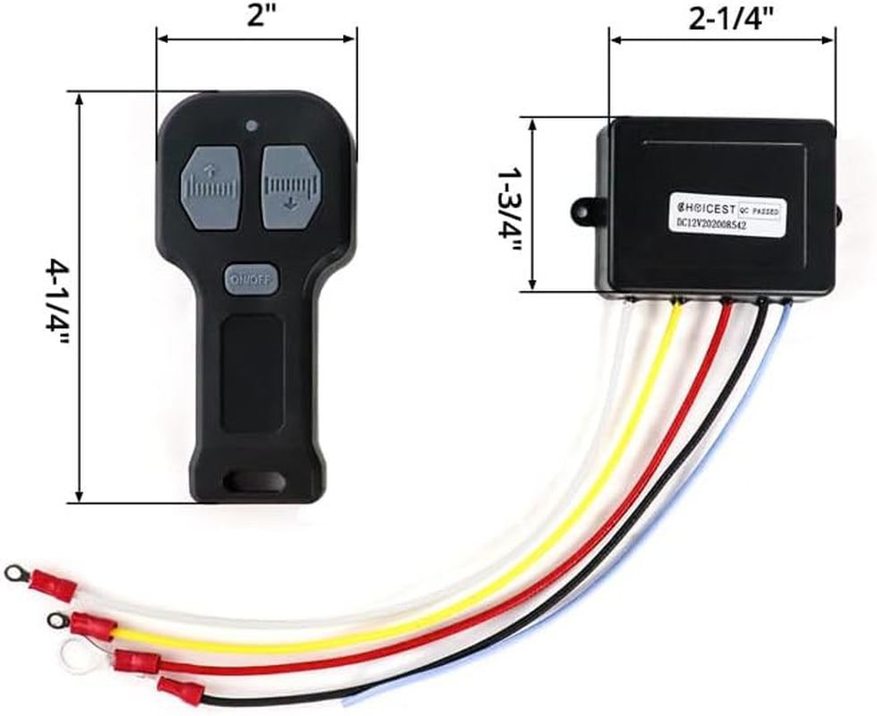 12V Car Wireless Winch Electric Remote Control, 4 Pack Universal Mini 5 Wire Control Winch with Dual Manual Matching Transmitter Kit for Truck, ATV and SUV Winch Wireless System TRUCK DRIVER
