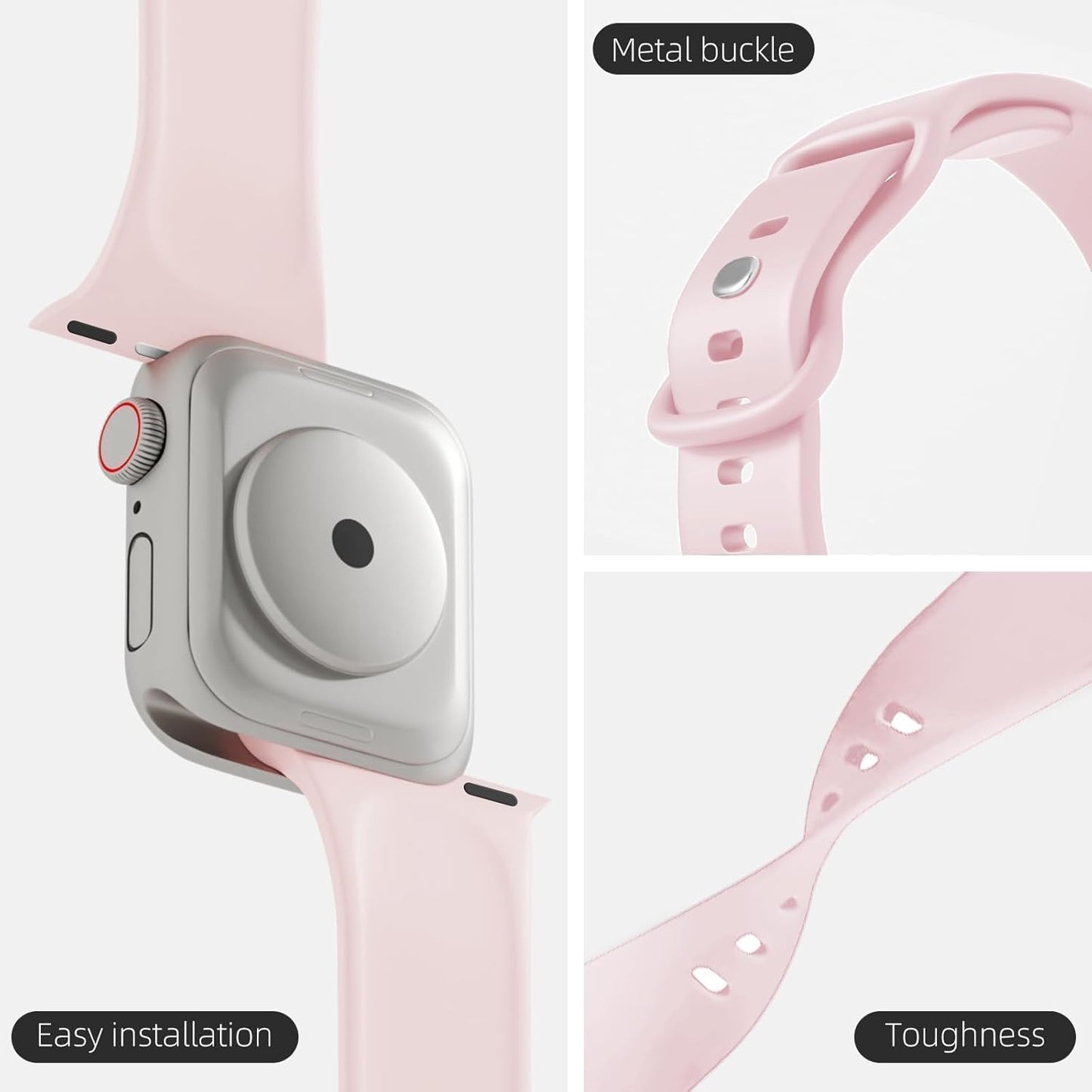 Sport Bands Compatible with Apple Watch Band 38Mm 40Mm 41Mm 42Mm 44Mm 45Mm 46Mm 49Mm,Soft Silicone Waterproof Strap Compatible with Iwatch Bands Series 9 Ultra 8 7 6 5 4 3 2 1 SE Universal