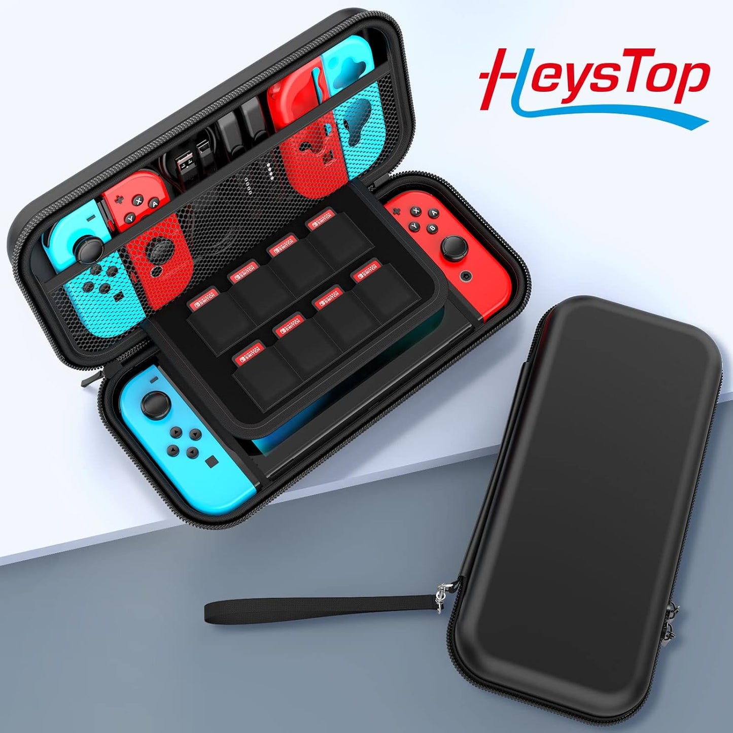 Switch Case Compatible with Nintendo Switch, 9 in 1 Switch Accessories Kit with Carrying Case, Dockable Protective Case, HD Screen Protector and 6Pcs Thumb Grips Caps