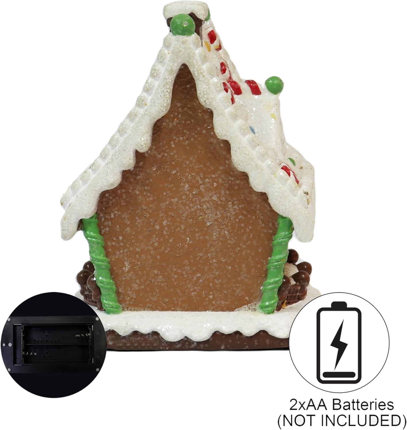 6.22”H Gingerbread Village House - LED Lights, Battery Operated Christmas Village - Hand-Painted Resin Polyresin