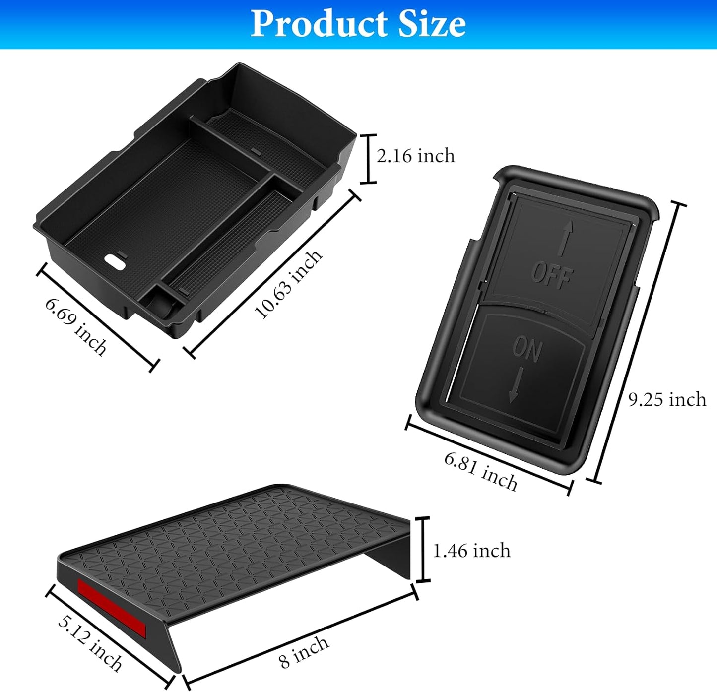 3PCS Center Console Organizer Compatible with Honda CRV 2023 2024 2025 Accessories CR-V Hybrid Armrest Organizer Tray Hidden Storage Box ABS Material