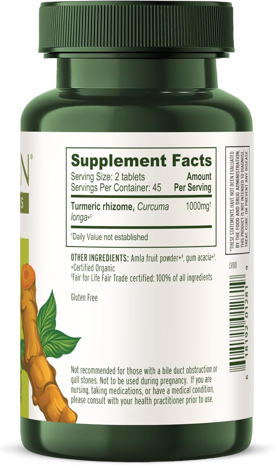 Turmeric Tablets – Organic Turmeric Supplement (Curcuma Longa) – for Supporting Healthy Skin, Comfortable Joints & Overall Health* – 90 Tablets – Non-Gmo Sustainably Sourced Vegan TLBH
