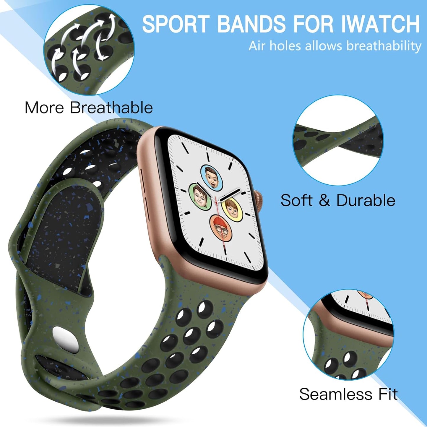 Sport Band Compatible with Apple Watch Band 41Mm 40Mm 38Mm 42Mm 44Mm 45Mm 49Mm for Women Men,4 Pack Soft Silicone Breathable Replacement Wristband for Iwatch Ultra 2 SE Series 9 8 7 6 5 4 3 2 1