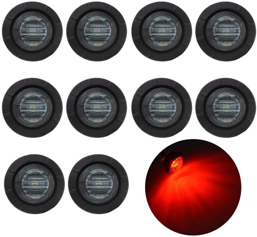 50 Pcs 3/4 Inch Mount Amber 3 LED Mini round Trailer Side Marker Indicator Lights Clearance Button Signal Lamps Universal for Trucks Lorry Boat Pickup Bus Caravan RV Waterproof Sealed Bulbs 12V DC