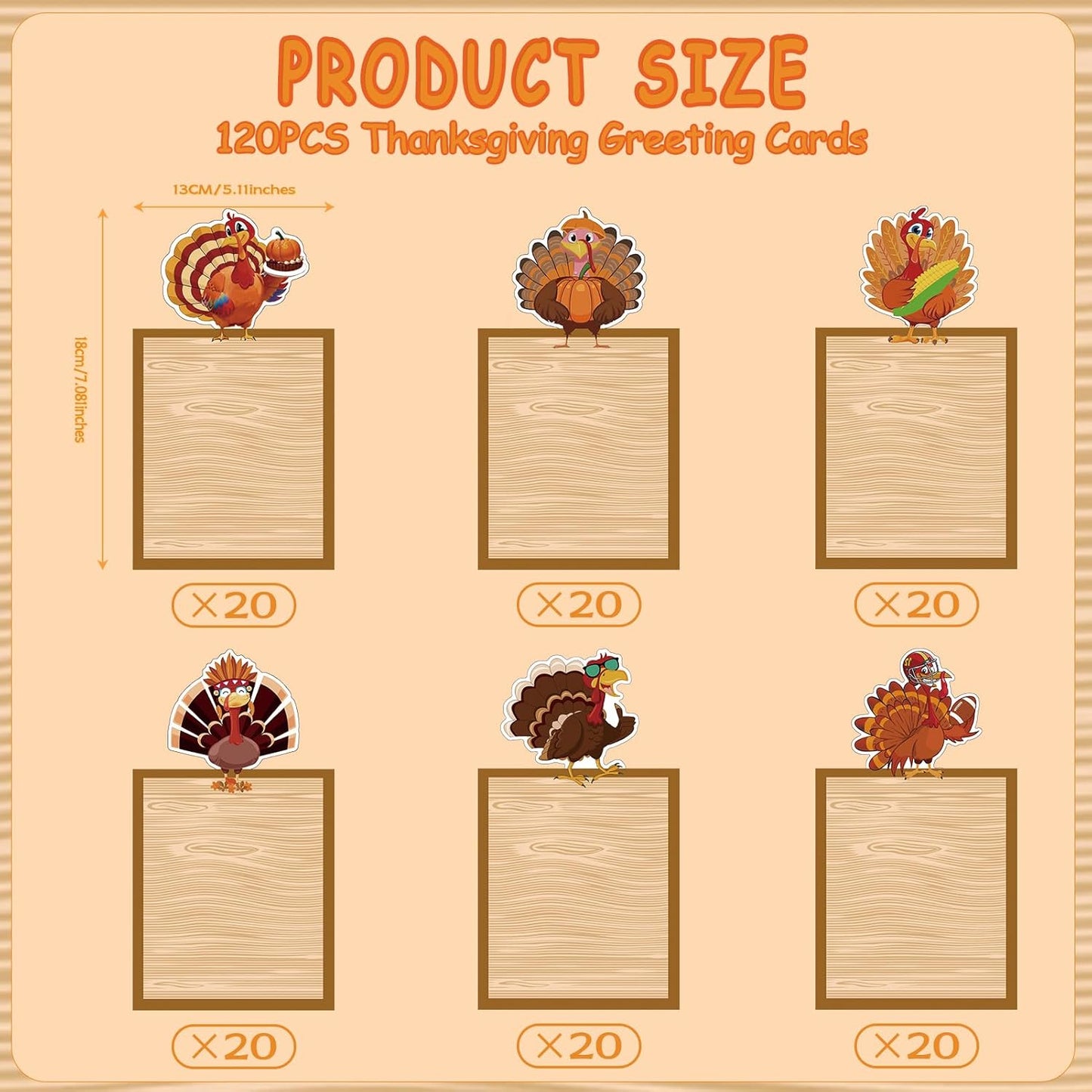 120Pcs Large Bulletin Board Name Tag Note Cards - 7X5Inches Brown Thanksgiving Turkey Cutouts with Glue Points,Craft Thanksgiving Bulletin Board Decoraion for Indoor Outdoor Decor Supplies
