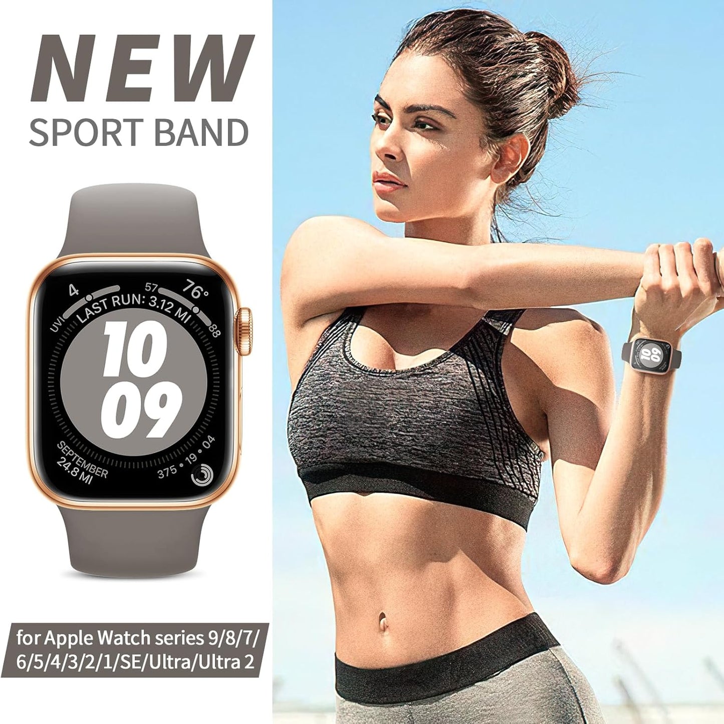 Sport Silicone Band Compatible with Apple Watch Bands 40Mm 38Mm 41Mm 44Mm 45Mm 49Mm 42Mm Women Men, Soft Strap Waterproof Replacement for Iwatch Series 9 Ultra 8 7 SE 6 5 4 3 2 1 Clay Kids A