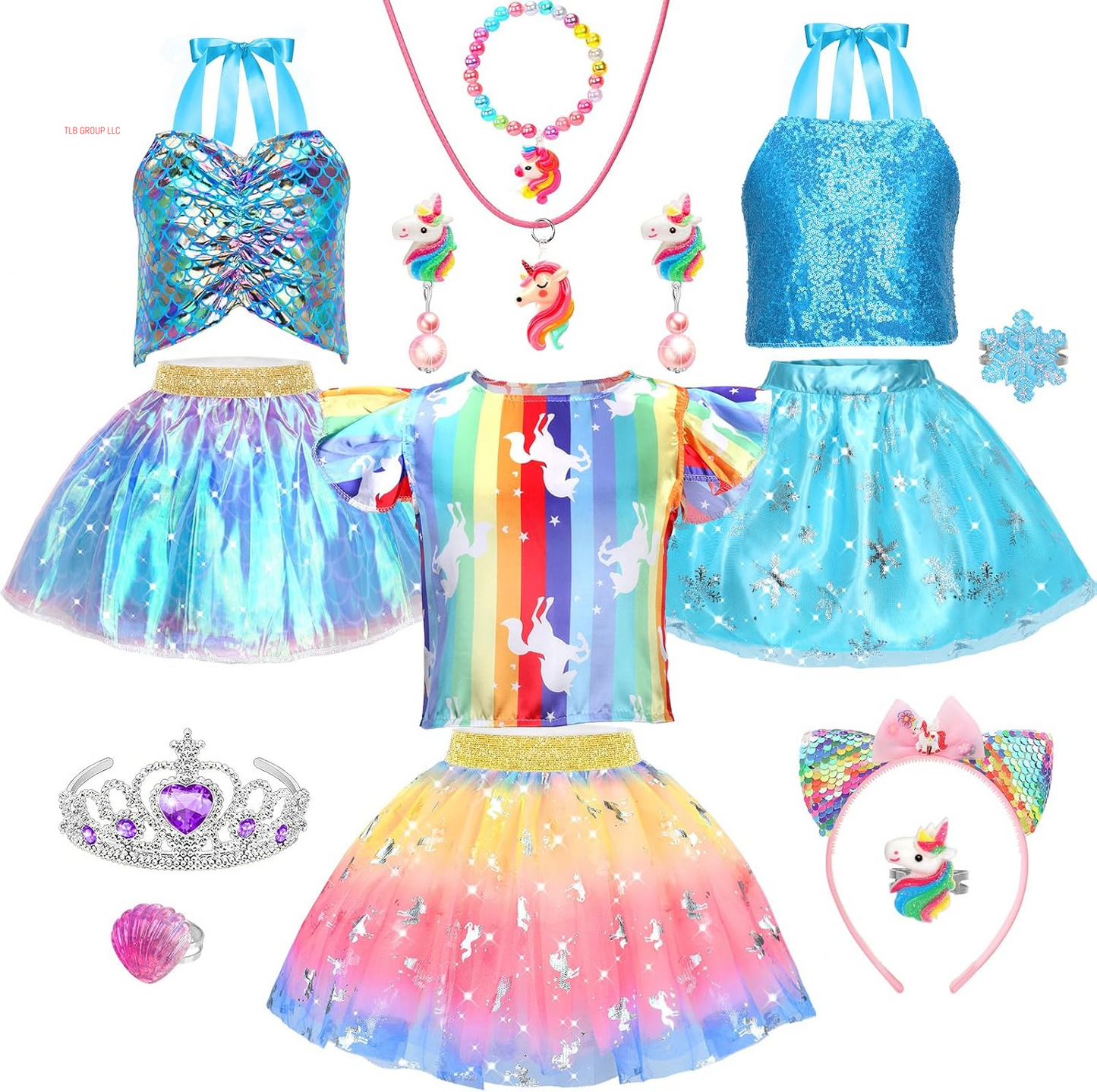 Princess Dress up for Girls 4-6, Mermaid Toddler Toys for Ages 3-8, 8 Pcs Shiny Sequin Princess Cape Set Kids Toys, Princess Girl Toys for Easter Halloween Birthday Christmas Gifts Party Favors