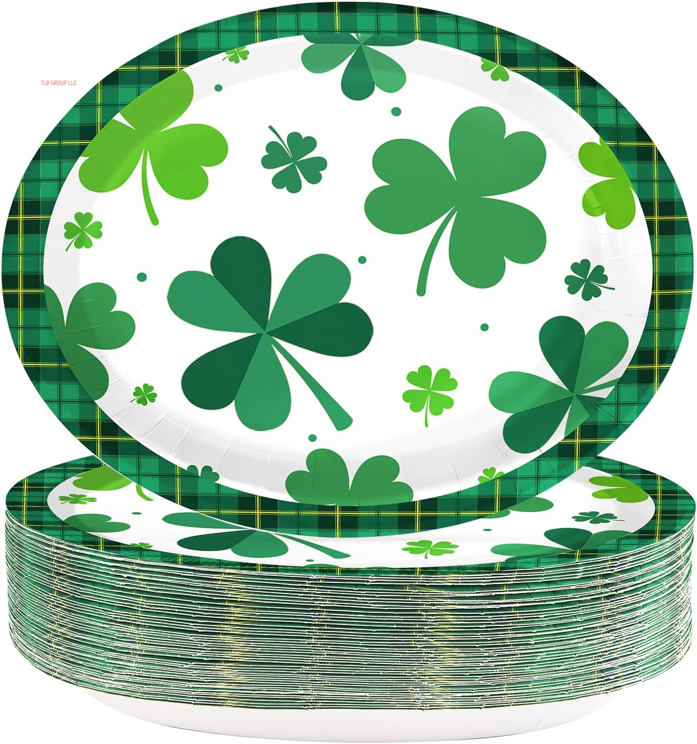 50Pcs Easter Oval Paper Plates 10" X 12" Large Disposable Heavy Duty Color Easter Buffalo Plaid Checkered Paper Platters Spring Rainbow Dessert Plates for Holiday Dinner Birthday Party Supplies