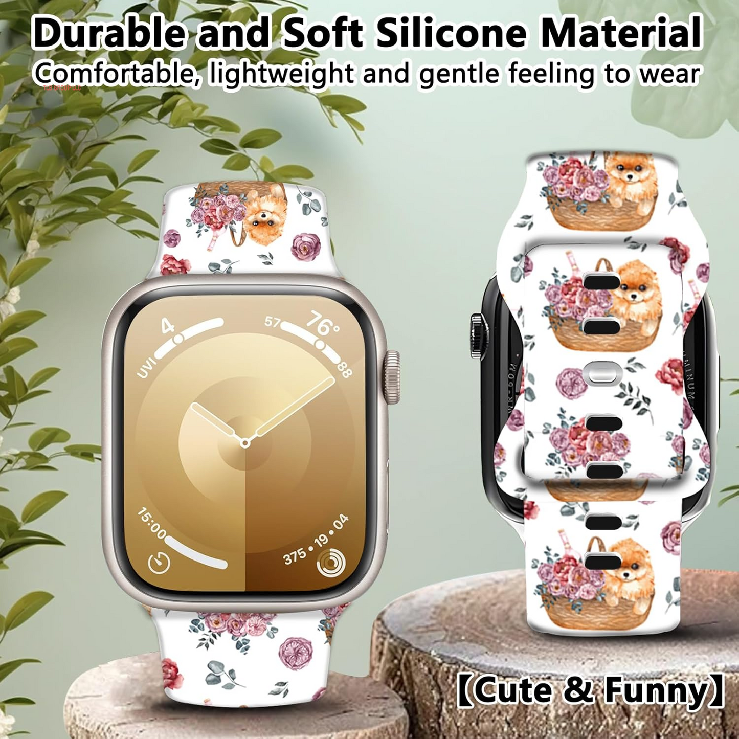 Silicone Watch Band Compatible with Apple Watch 38Mm 40Mm 41Mm, Soft Adjustable Waterproof Strap for Women and Men,Cute Fadeless Pattern for Iwatch Series 10 9 8 7 6 5 4 3 2 1 SE Ultra 2/1
