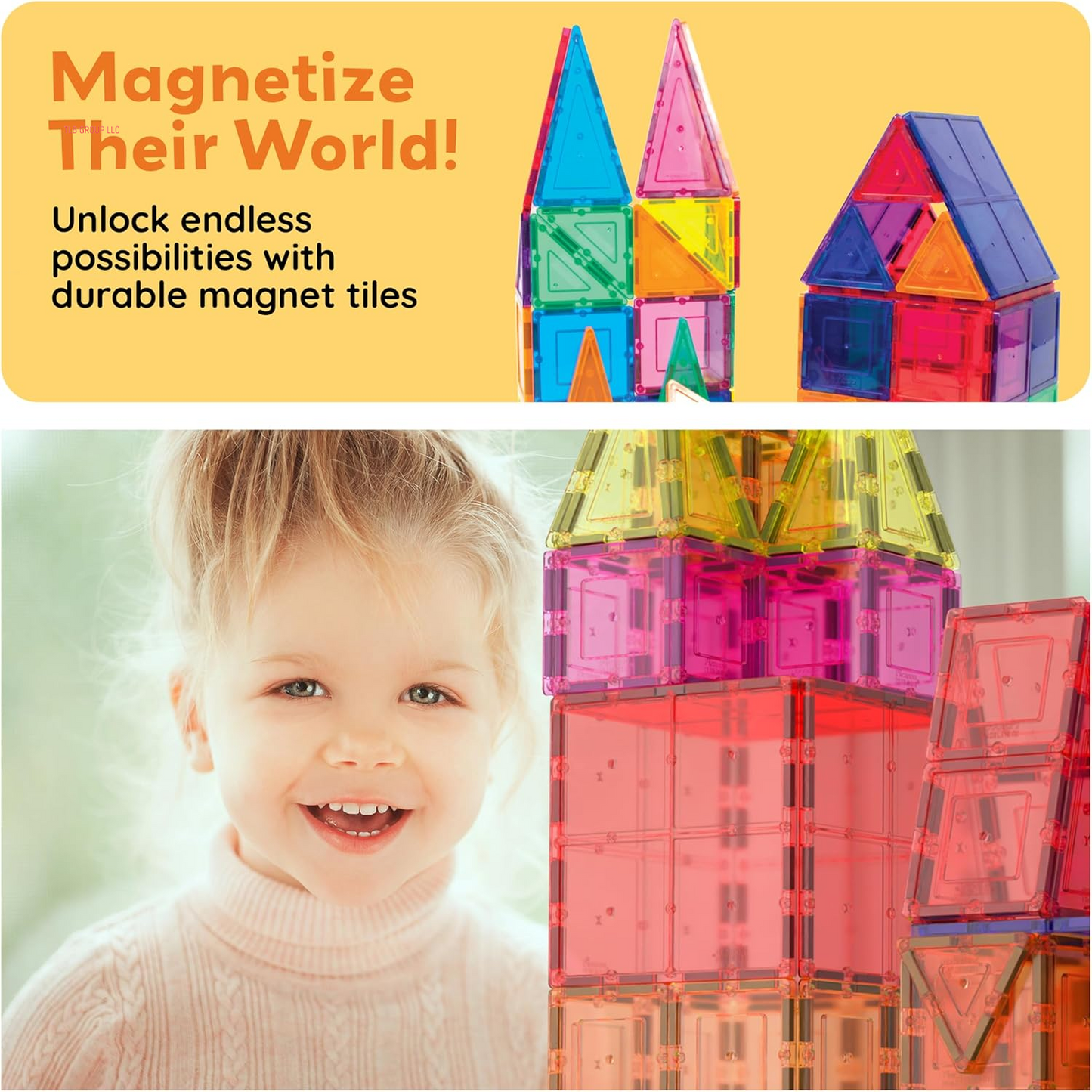 60 Piece Set 60Pcs Magnet Building Tiles Clear Magnetic 3D Blocks Construction Playboards - Creativity beyond Imagination, Inspirational, Recreational, Educational, Conventional