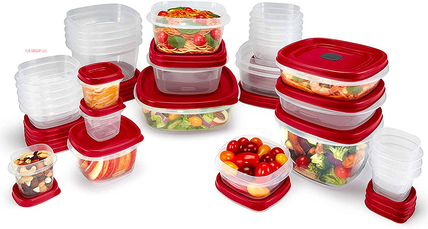 60-Piece Food Storage Containers with Lids, Microwave and Dishwasher Safe, Red Color, Ideal for Meal Prep and Pantry Storage