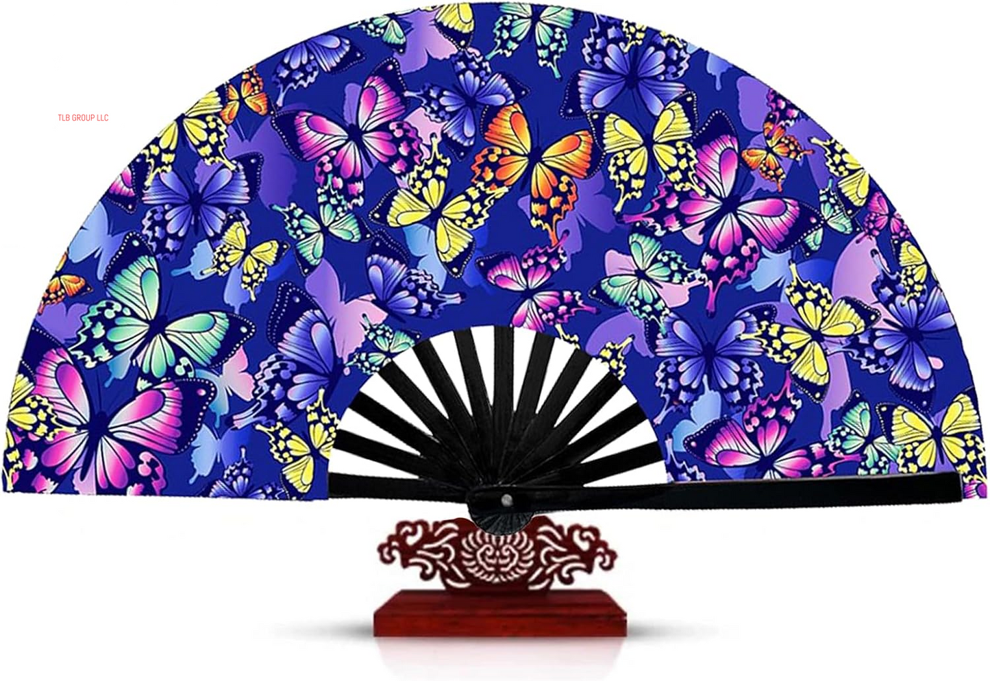 Upgraded Hand Fan for Women Foldable, Line Dance Popping Fan,13 in Large Hand Clack Fans for Dance,Boots on the Ground Fan (Simple Style, Silk Black)