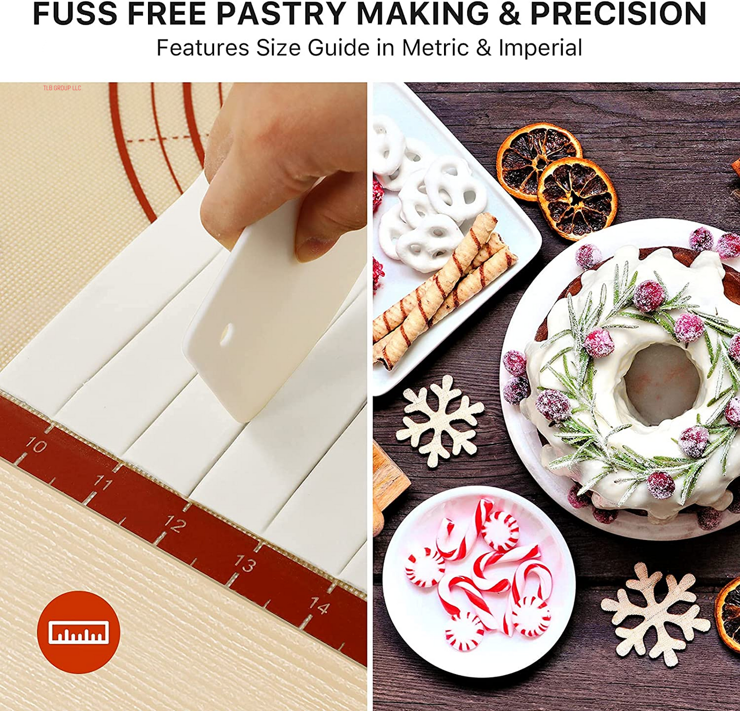 26X16 Inch Extra Thick Silicone Baking Mat with Measurements, Non-Slip and Reusable - for Cookies, Bread, Pastry