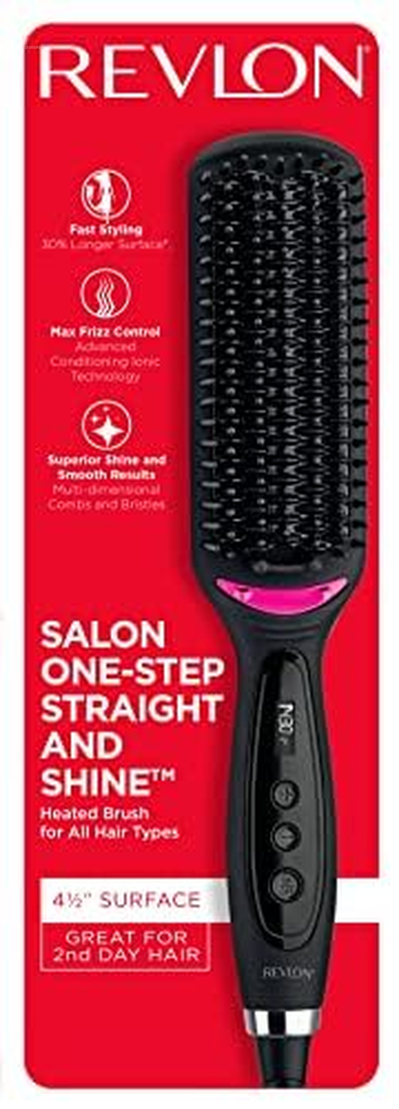 Salon One-Step Straight and Shine Heated Brush for Visibly Shinier, Smoother Hair | Hair Straightener That Revives Second Day Hair with an Ion Generator That Helps Reduce Frizz