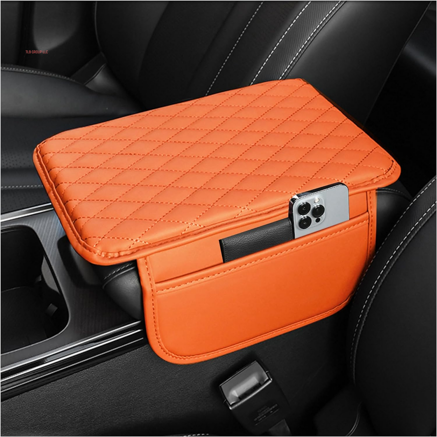 Upgraded Car Center Console Cover,Microfiber Leather Car Armrest Cover Cushion with 2 Storage Bags,Universal Car Armrest Storage Box Car Interior Accessories for Most Vehicles (Black)