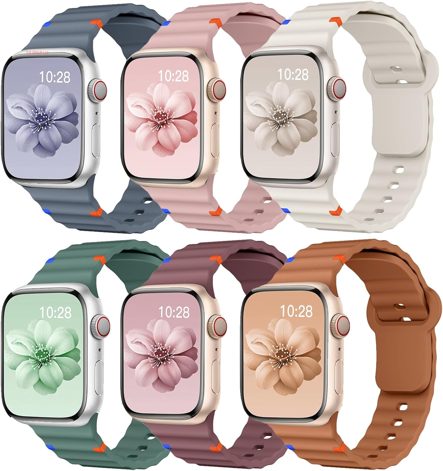 Sport Band for Apple Watch Ultra/2 Bands 49Mm 46Mm 45Mm 44Mm 42Mm 41Mm 40Mm 38Mm for Men Women,Waterproof Soft Silicone Strap Wristband for Iwatch Series 10 9 8 7 6 5 4 3 SE/2 41 45 40 44 Mm,6 Pack