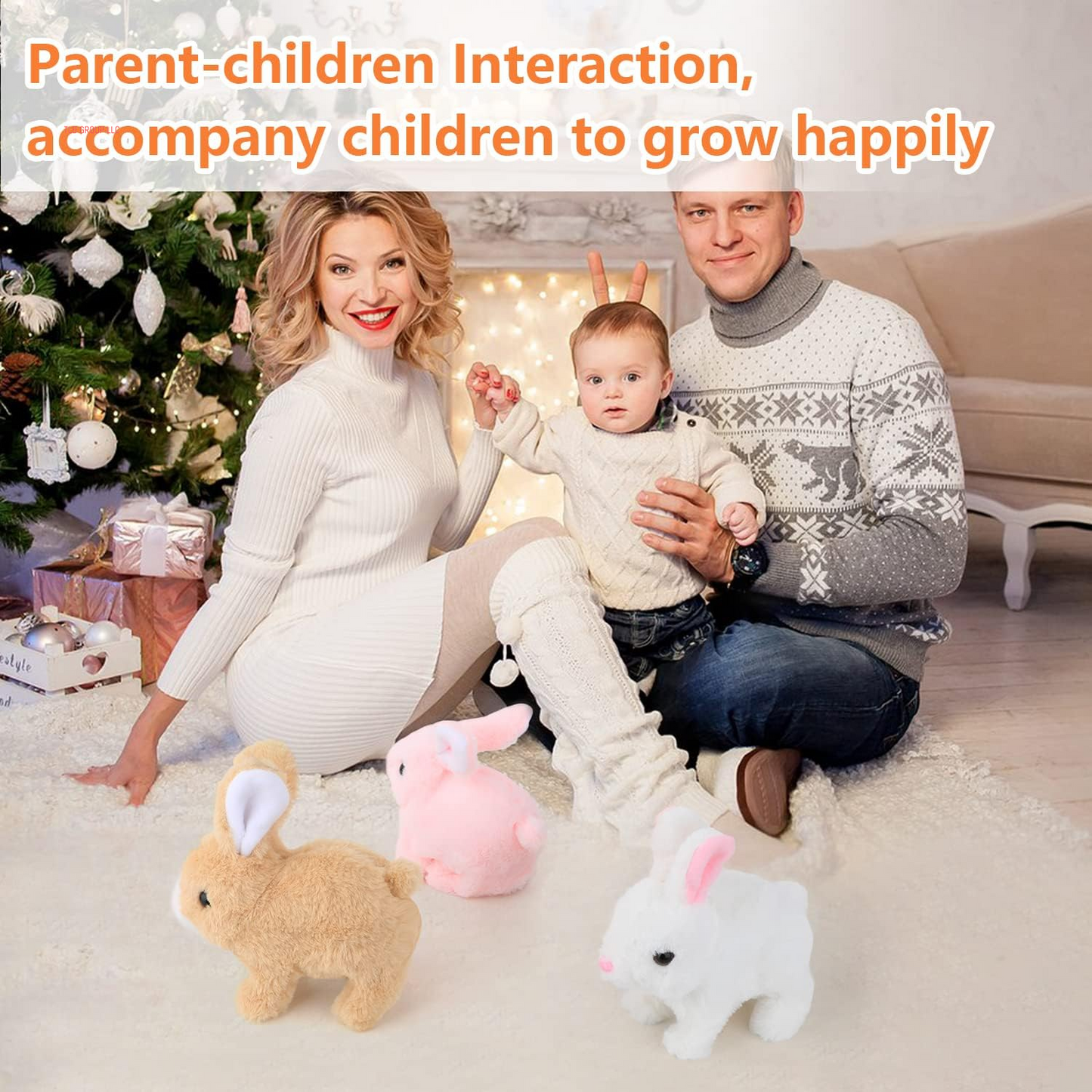 Bunny - My Realistic Bunny Toy, Interactive Bunny Realistic Bunny - Jumping, Twitching, and Shaking Ears, Easter Stuffed Bunny (White 1Set)