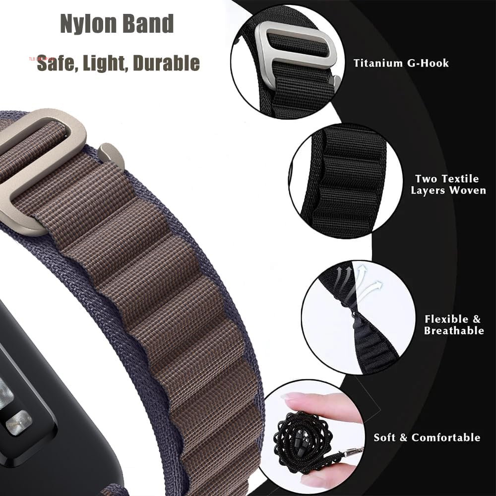 Alpine Loop Compatible with Apple Watch Band 49Mm 46Mm 45Mm 44Mm 42Mm 41Mm 40Mm 38Mm Men Women, Adjustable Metal G-Hook Nylon Sport Strap for Apple Watch Ultra 2/1 SE Iwatch Series 10/9/8/7/6/5/4/3