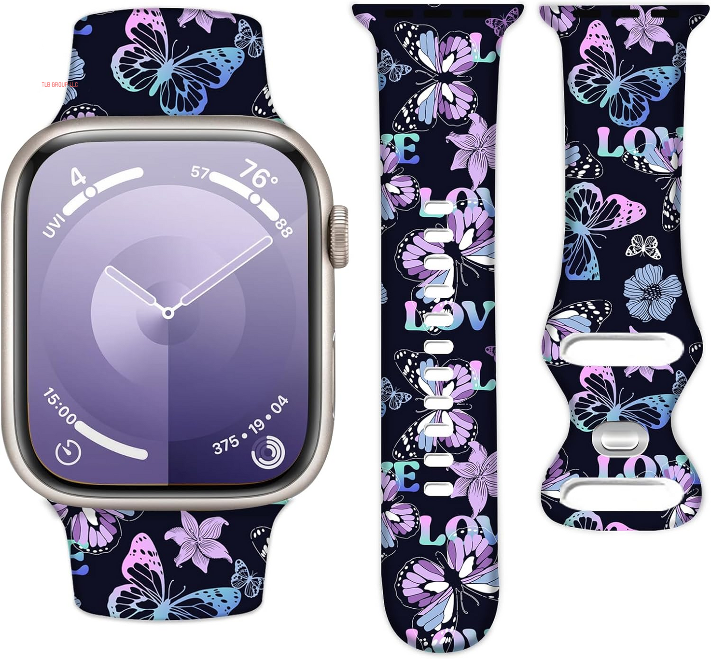 Silicone Watch Band Compatible with Apple Watch 38Mm 40Mm 41Mm, Soft Adjustable Waterproof Strap for Women and Men,Cute Fadeless Pattern for Iwatch Series 10 9 8 7 6 5 4 3 2 1 SE Ultra 2/1