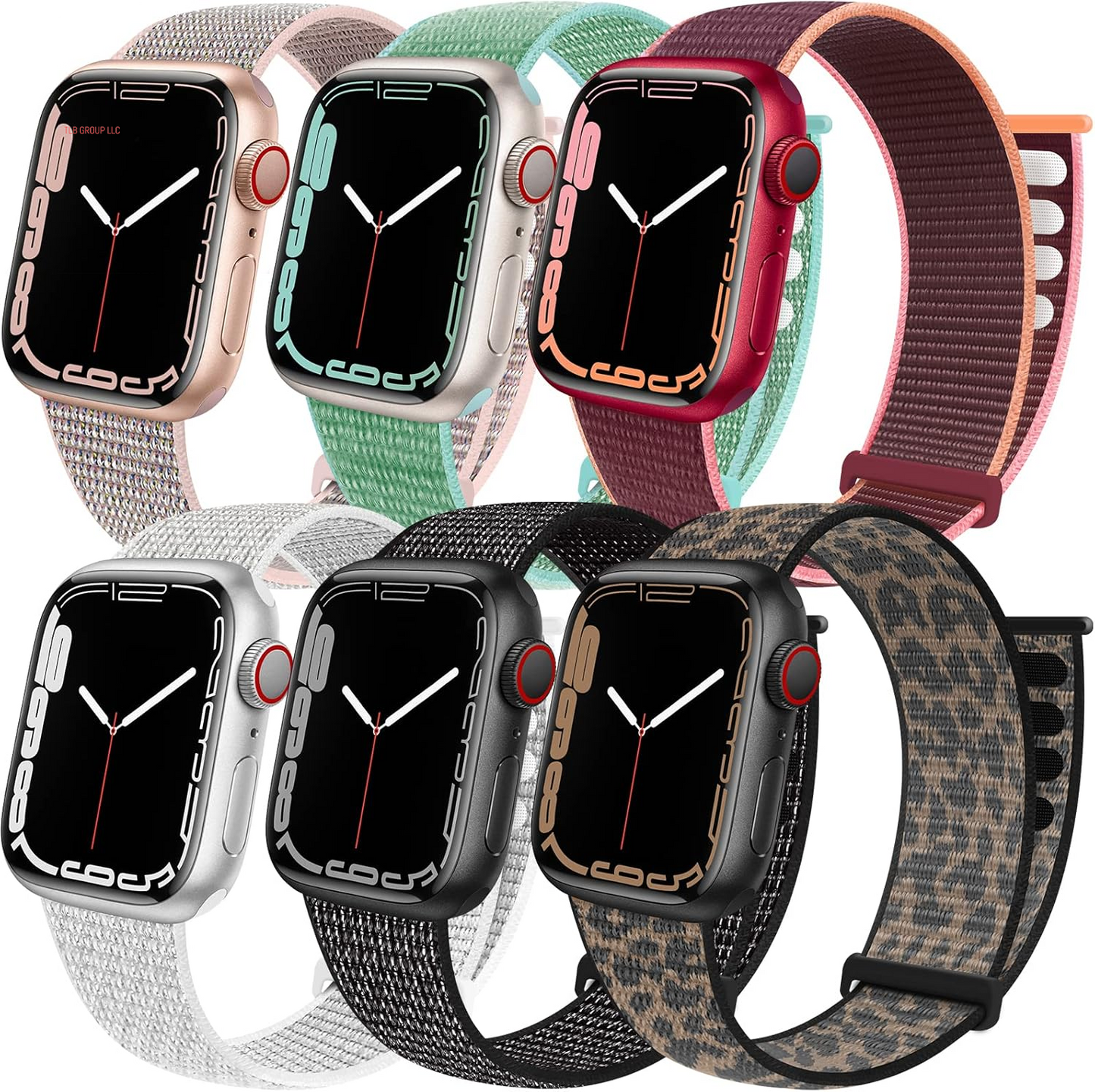 6 Pack Sport Loop Band Compatible with Apple Watch 38Mm 40Mm 41Mm 42Mm 44Mm 45Mm 46Mm 49Mm for Iwatch Ultra Series 10 9 8 7 6 5 SE 4 3 2 1 Strap Nylon Women Men Stretchy Braided Wristband Breathable