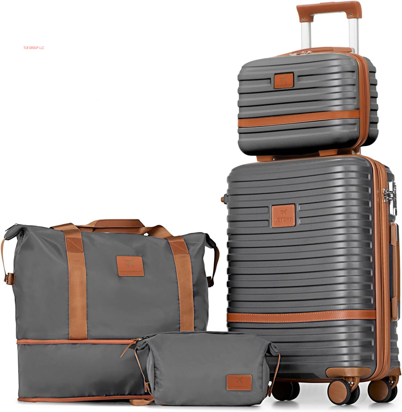 Carry on Luggage 20 Inch Expandable Suitcase with Spinner Wheel, 4 Piece Hard Shell Luggage Set with TSA Lock(Black Brown)