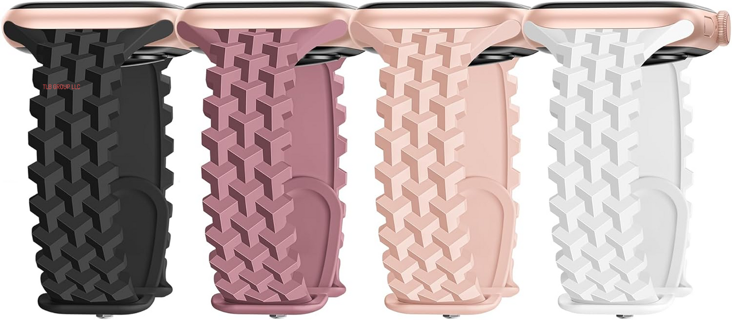 4 Pack Silicone Braided Y-Design Bands Compatible with Apple Watch Band 38Mm 40Mm 41Mm 42Mm 44Mm 45Mm 46Mm 49Mm for Women Men, Slim Bands for Iwatch Series 10 9 8 7 6 5 4 3 2 1/Se/Ultra