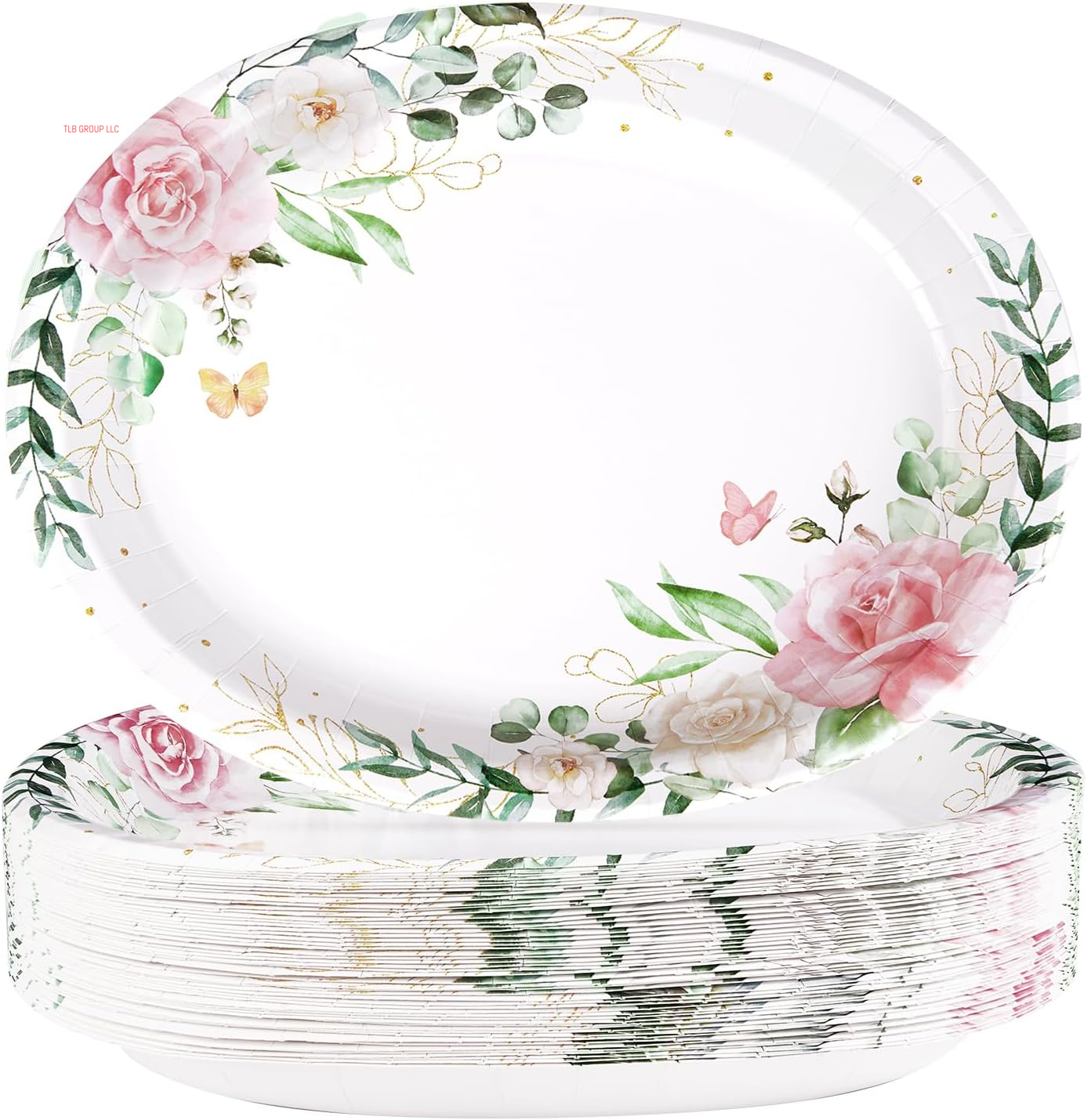 50Pcs Easter Oval Paper Plates 10" X 12" Large Disposable Heavy Duty Color Easter Buffalo Plaid Checkered Paper Platters Spring Rainbow Dessert Plates for Holiday Dinner Birthday Party Supplies