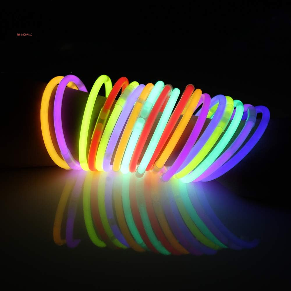 144 Pcs 8" Glowsticks, Bracelets Necklaces, Glow in the Dark Party Favors, Easter, Christmas, Halloween Supplies Pack, Football Party Supplies