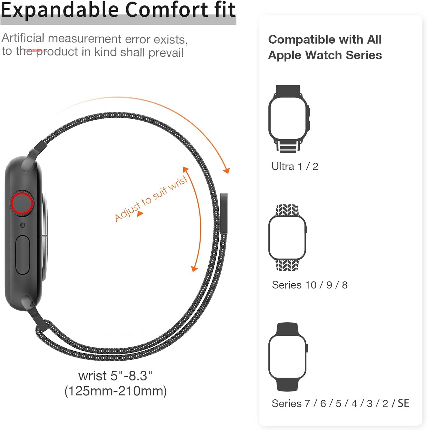 Slim Milanese Loop Compatible with Apple Watch Band for Women 40Mm 41Mm 38Mm 42Mm 44Mm 45Mm 49Mm 46Mm, Stainless Steel Magnetic Mesh Strap Work on Iwatch Bands Series 10 9 8 7 6 5 4 3 2 1 Ultra SE