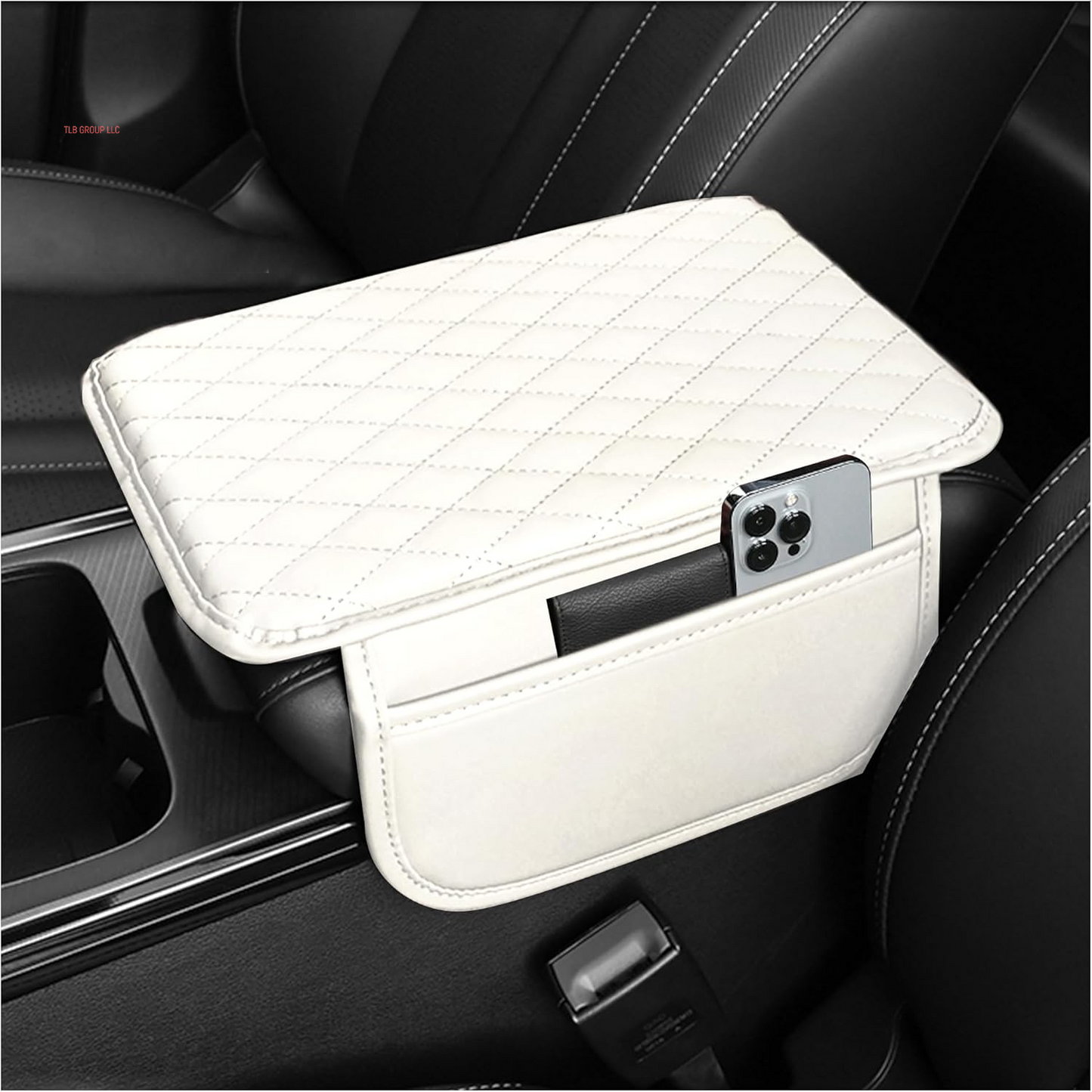 Upgraded Car Center Console Cover,Microfiber Leather Car Armrest Cover Cushion with 2 Storage Bags,Universal Car Armrest Storage Box Car Interior Accessories for Most Vehicles (Black)