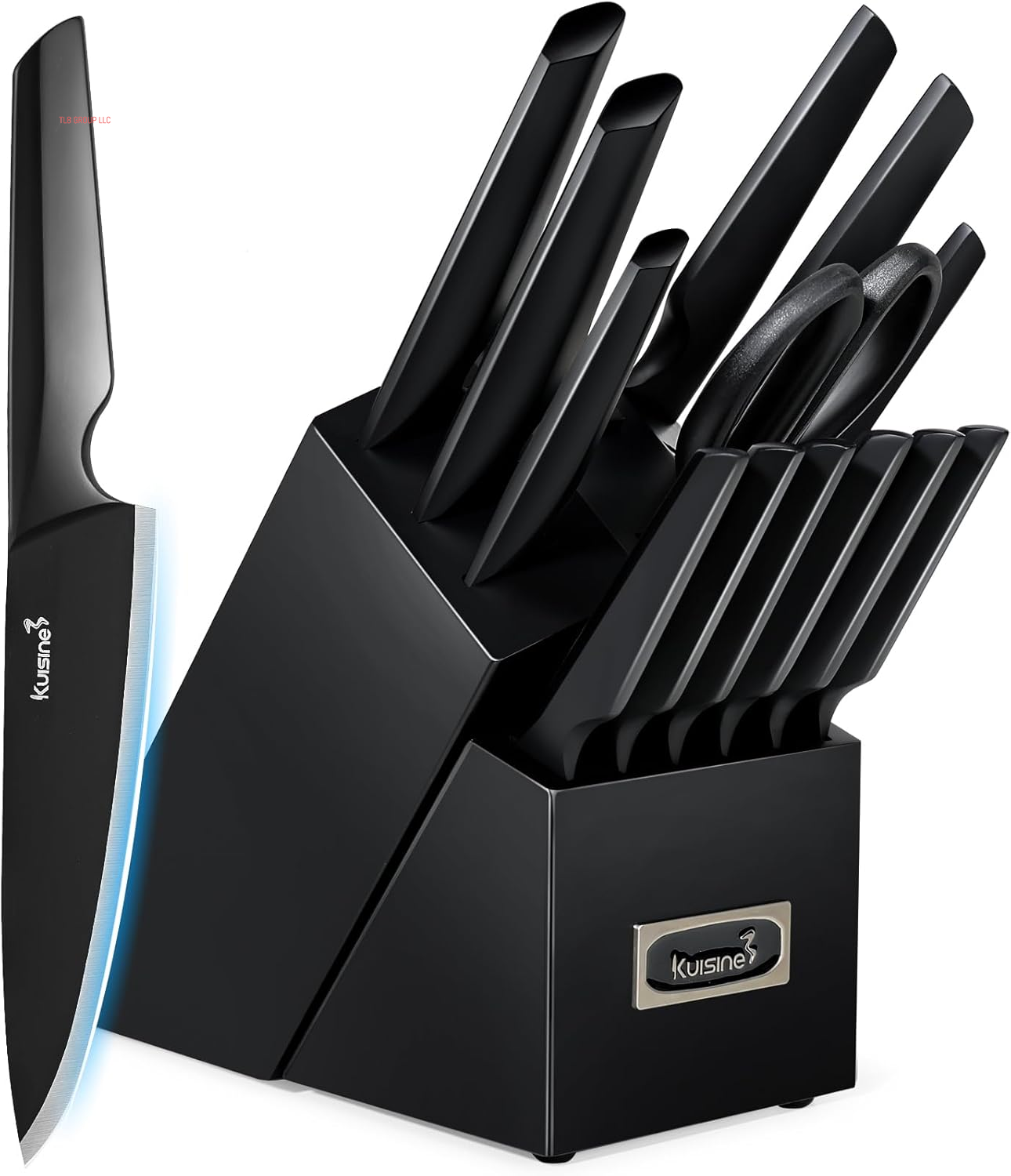 Chef Knife Set,High Carbon Stainless Steel Sharp Knife Set Ergonomic Handle,Kitchen Knife Block Set with Built-In Sharpener(Ivory Pro,15Pcs)