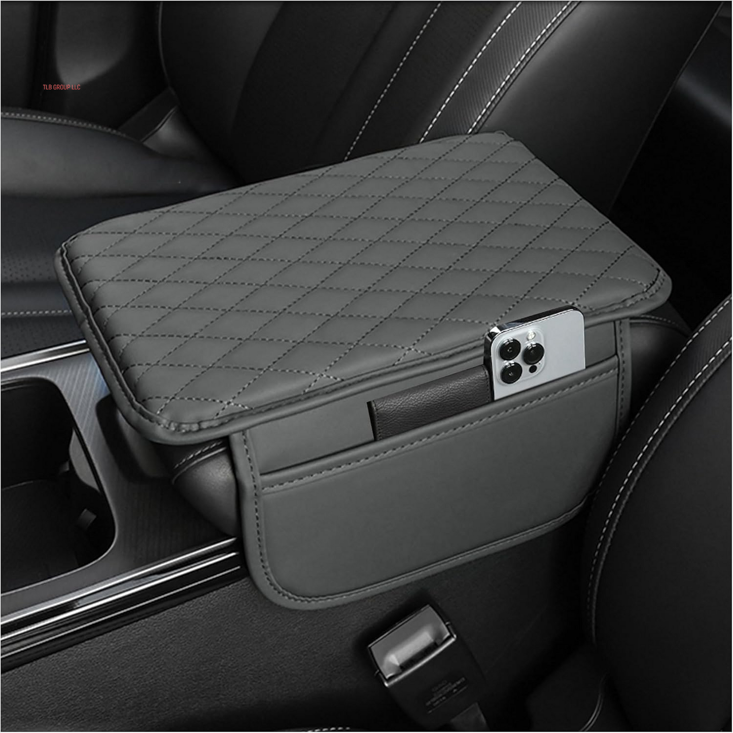 Upgraded Car Center Console Cover,Microfiber Leather Car Armrest Cover Cushion with 2 Storage Bags,Universal Car Armrest Storage Box Car Interior Accessories for Most Vehicles (Black)
