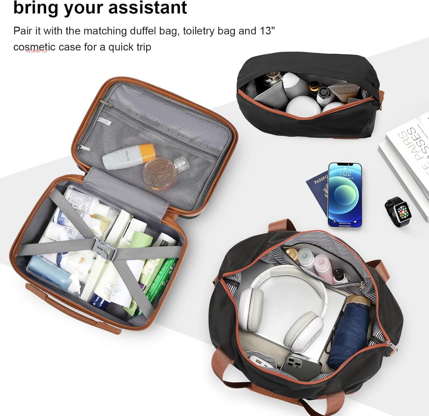 Carry on Luggage 20 Inch Expandable Suitcase with Spinner Wheel, 4 Piece Hard Shell Luggage Set with TSA Lock(Black Brown)