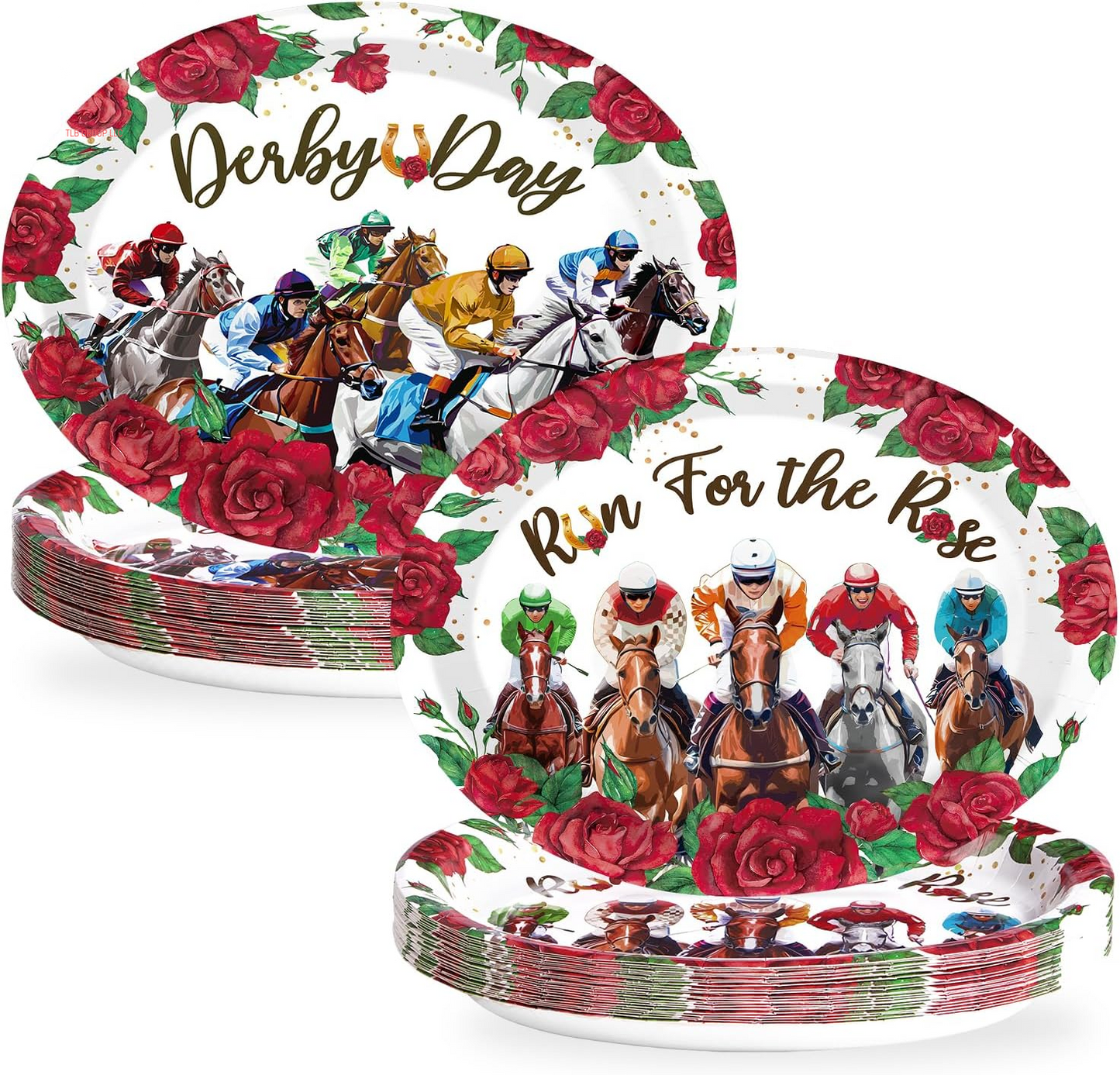 50Pcs Easter Oval Paper Plates 10" X 12" Large Disposable Heavy Duty Color Easter Buffalo Plaid Checkered Paper Platters Spring Rainbow Dessert Plates for Holiday Dinner Birthday Party Supplies