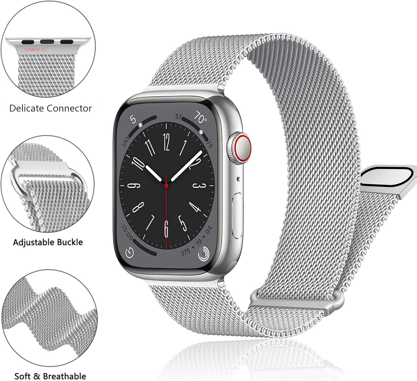Magnetic Milanese Loop for Apple Watch Band 42Mm 46Mm 40Mm 41Mm 38Mm 44Mm 45Mm 49Mm Women Men,Magnet Stainless Steel Mesh Metal Strap for Iwatch Ultra/2 Series 10 9 8 7 6 5 4,Se/2Nd Generation