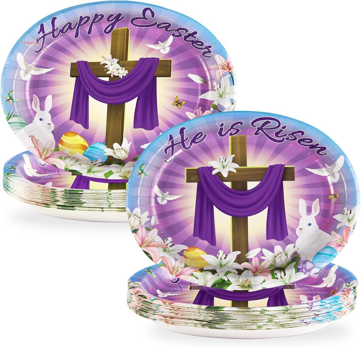 50Pcs Easter Oval Paper Plates 10" X 12" Large Disposable Heavy Duty Color Easter Buffalo Plaid Checkered Paper Platters Spring Rainbow Dessert Plates for Holiday Dinner Birthday Party Supplies