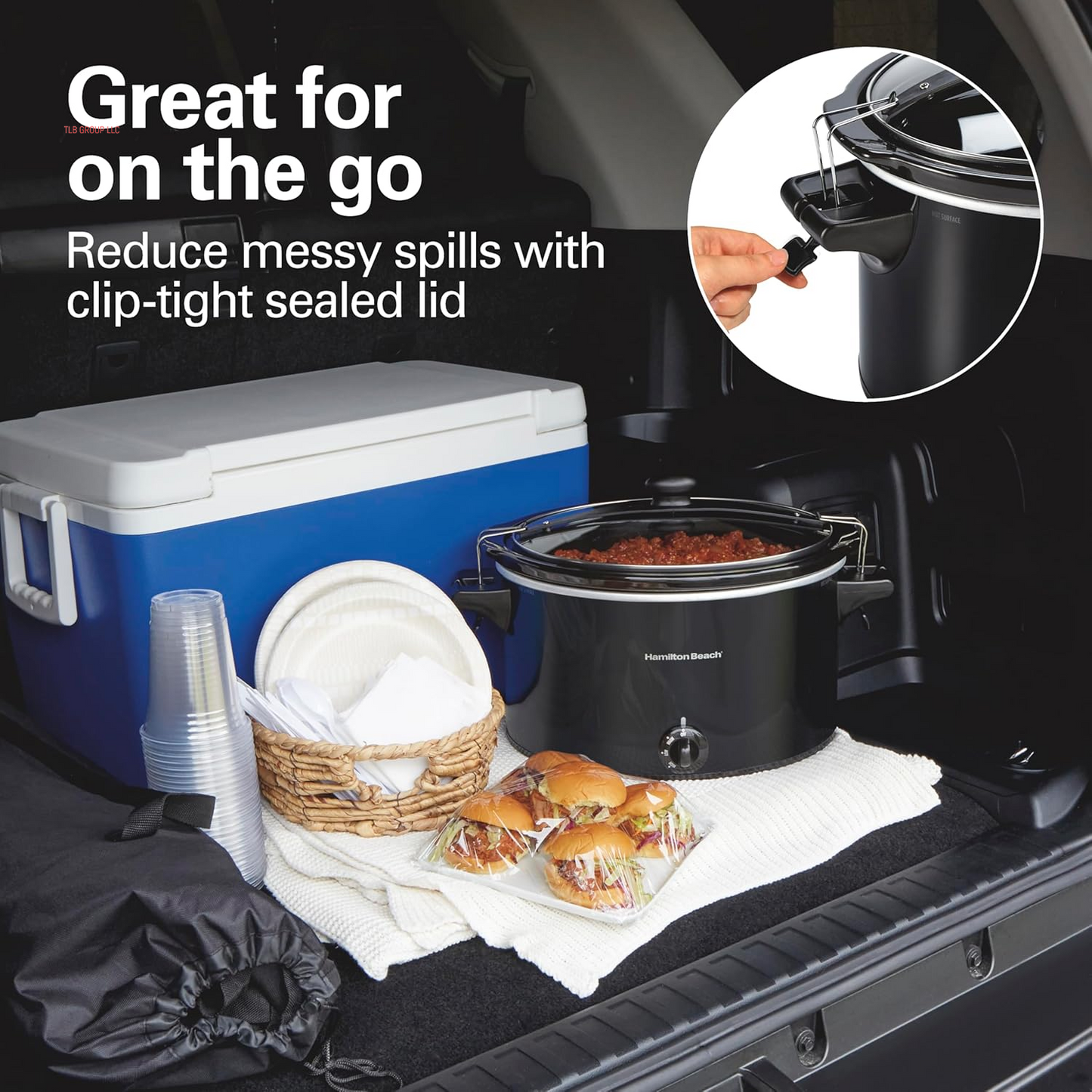 Slow Cooker, Extra Large 10 Quart, Stay or Go Portable with Lid Lock, Dishwasher Safe Crock, Black (33195) TRUCK DRIVER