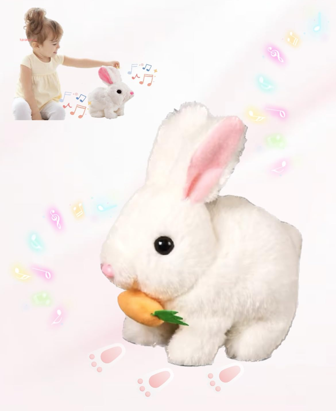 Bunby-My Realistic Bunny Toy, Easter Plush Interactive Realistic Bunny Robot, My Realistic Bunny Toy, Interactive Bunny Toy,Talking,Walking Twitching, and Shaking Ears Realistic Rabbit Toy (Pink)