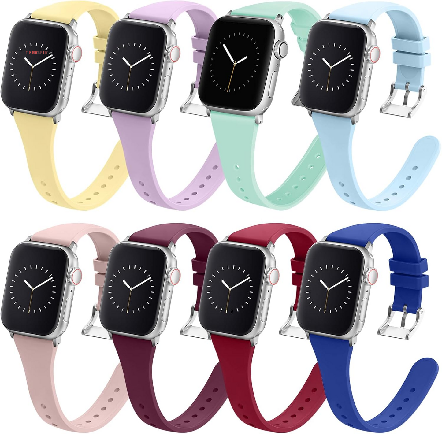Sport Band Compatible with Apple Watch Bands 49Mm 46Mm 45Mm 44Mm 42Mm 41Mm 40Mm 38Mm, Soft Silicone Wristband Strap with Classic Clasp for Iwatch Series 10 9 Ultra SE 8 7 6 5 4 3 2 1 for Women Men