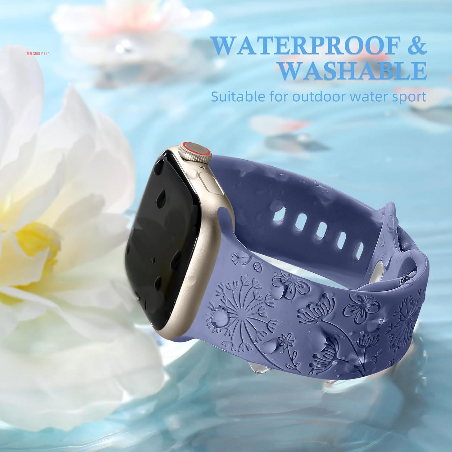 6 Pack Flower Engraved Band Compatible with Apple Watch Bands for Women 40Mm 41Mm 42Mm 38Mm 44Mm 45Mm 46Mm 49Mm,Cute Soft Waterproof Sport Strap for Iwatch Bands Women Series 10 9-1 SE Ultra1/2