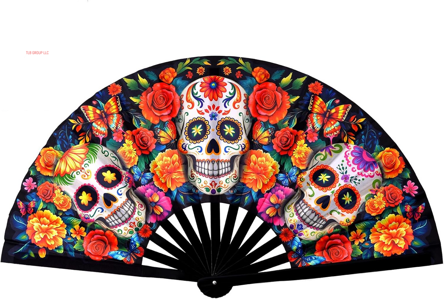 UV Glow Rave Fan Large Handheld Folding 13 Inch Bamboo Festival Foldable Clack Popping Fan for Line Dancing Men and Women (Ripple)