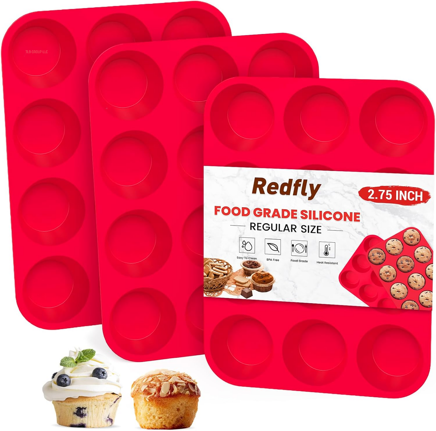 2 Pack Silicone Muffin Pan & Cupcake Pans for Baking - 12 Cup Regular Size BPA Free Egg Bites Molds