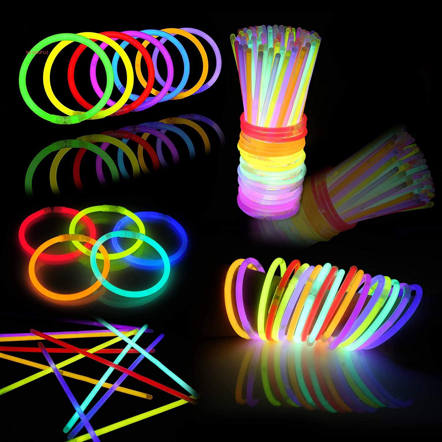144 Pcs 8" Glowsticks, Bracelets Necklaces, Glow in the Dark Party Favors, Easter, Christmas, Halloween Supplies Pack, Football Party Supplies