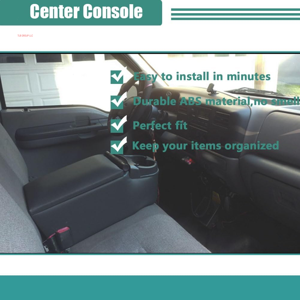 Universal Truck Seat/Bench Contractor Center Console Business Organizer and Storage with Cup Holders and Padded Top Lid for Armrest