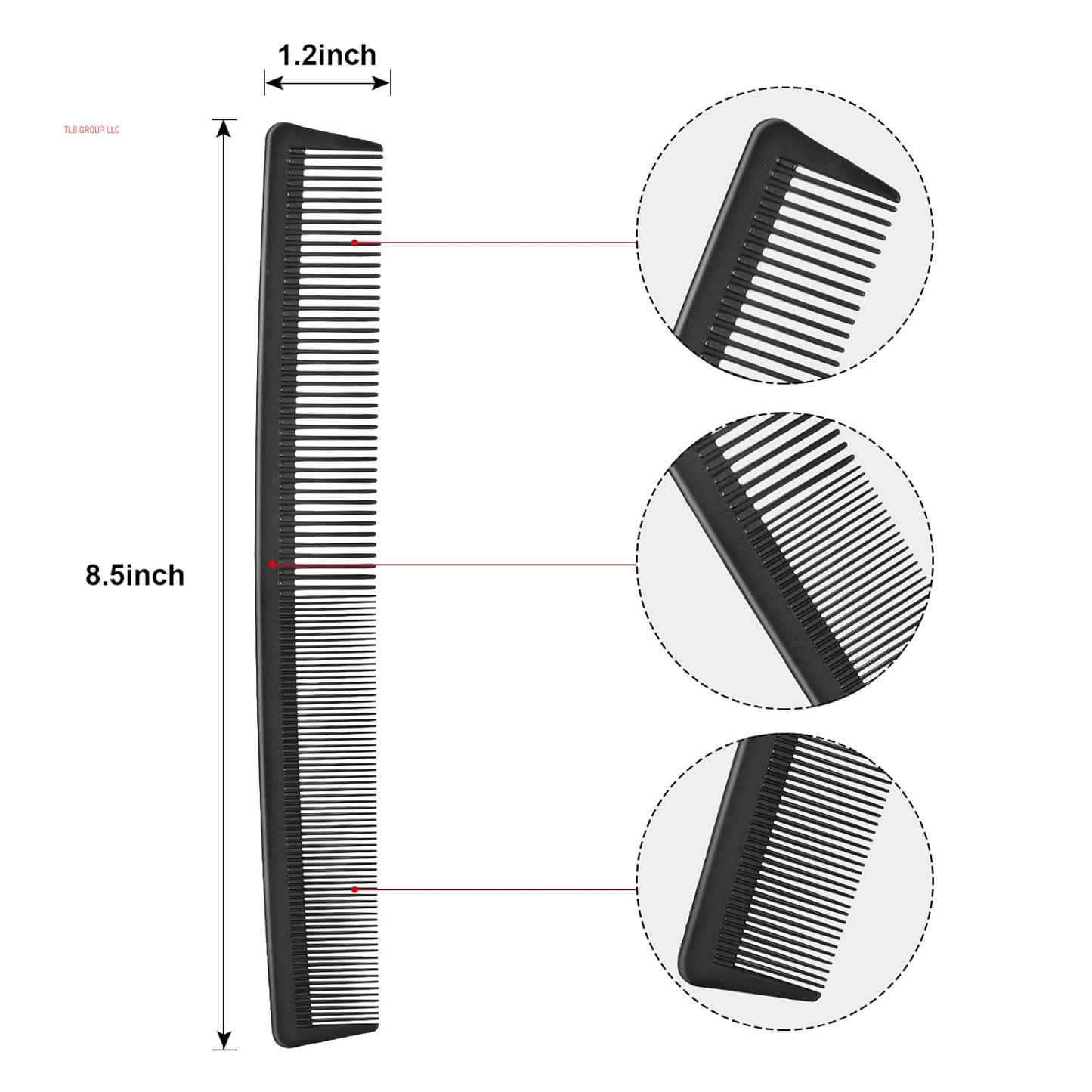 3 Pack Fine Tooth Hair Comb, Black Carbon Barber Fiber Cutting Comb, Heat Resistant Hair Tool for Salon Hairdressing Styling (Style G)