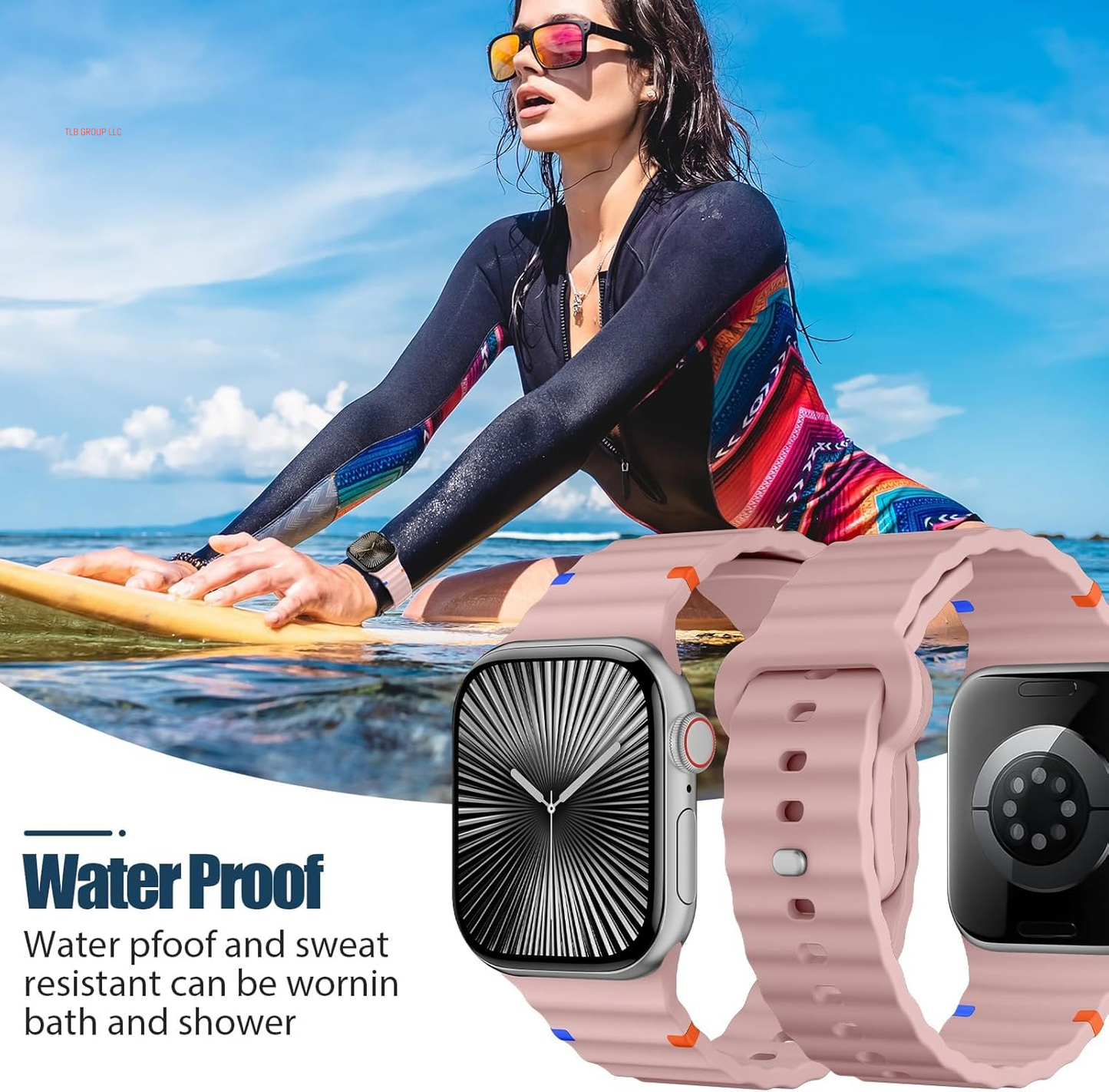 Sport Band for Apple Watch Ultra/2 Bands 49Mm 46Mm 45Mm 44Mm 42Mm 41Mm 40Mm 38Mm for Men Women,Waterproof Soft Silicone Strap Wristband for Iwatch Series 10 9 8 7 6 5 4 3 SE/2 41 45 40 44 Mm,6 Pack
