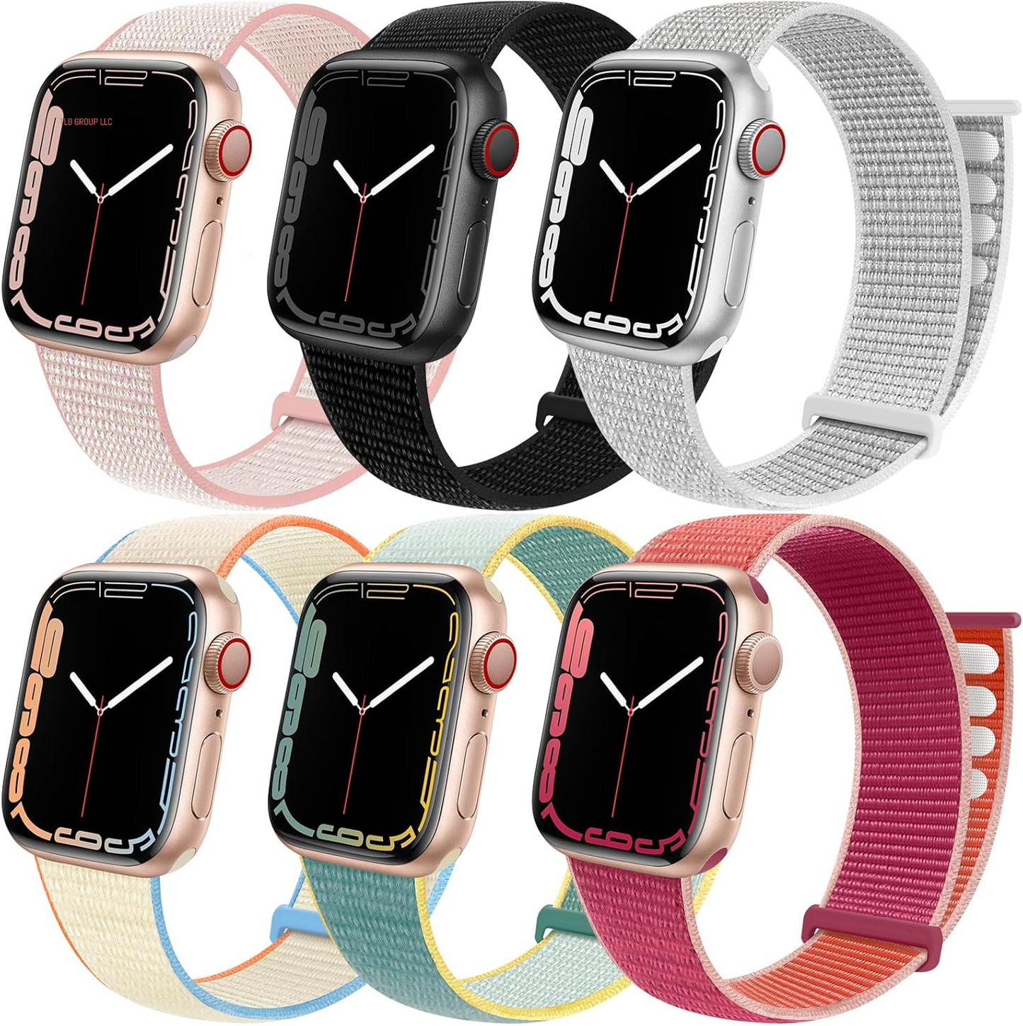 6 Pack Sport Loop Band Compatible with Apple Watch 38Mm 40Mm 41Mm 42Mm 44Mm 45Mm 46Mm 49Mm for Iwatch Ultra Series 10 9 8 7 6 5 SE 4 3 2 1 Strap Nylon Women Men Stretchy Braided Wristband Breathable